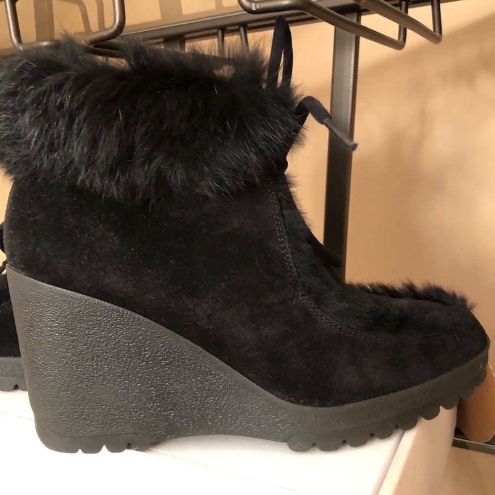 COACH Kataya Black Suede Ankle Boots Size 9.